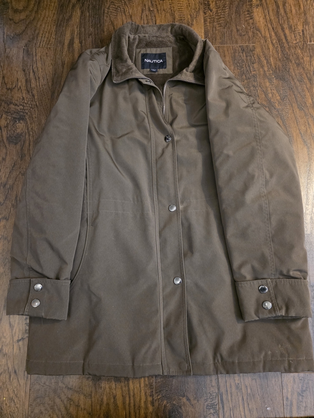Nautica Women's Brown Trench Coat with Button And Zipper Front